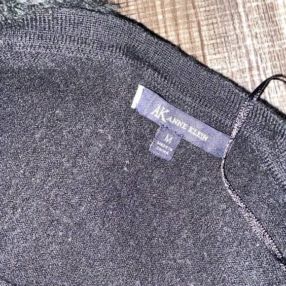 Anne Klein Black Sweater with Faux Fur Trim - Picture 6 of 9
